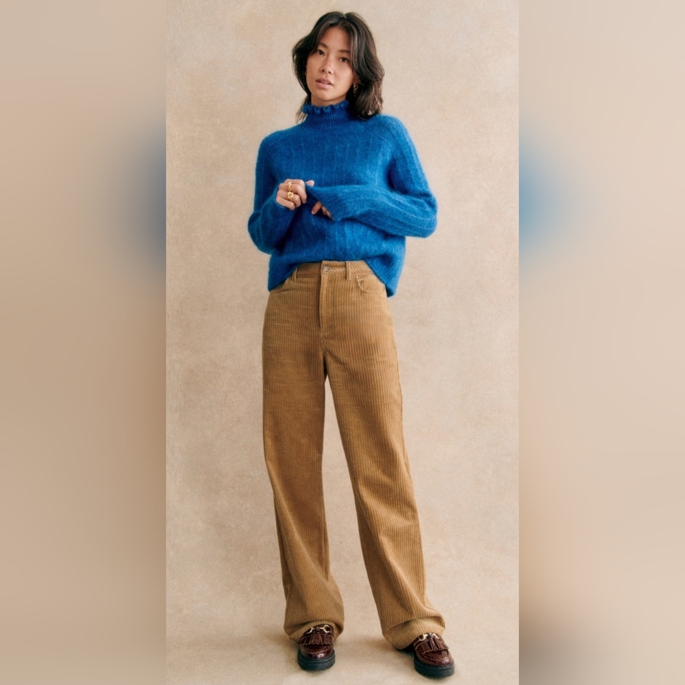 Sezane The Wide Leg Trousers Dark Beige